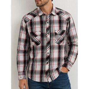 Various Artists Plaid Button Down Mens XXL Red White Black Good Western Shirt